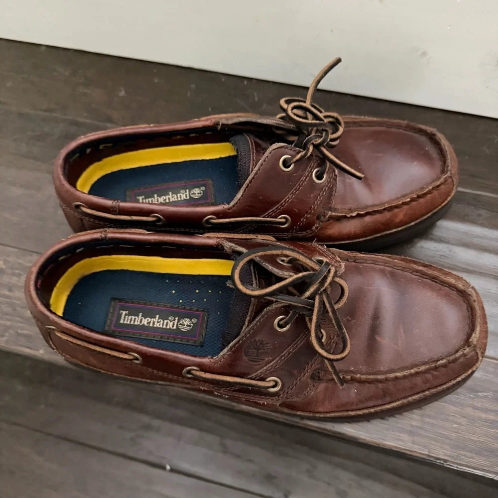 Vintage Timberland Earthkeepers Boat Deck Shoes Leather Brown Sz 8M